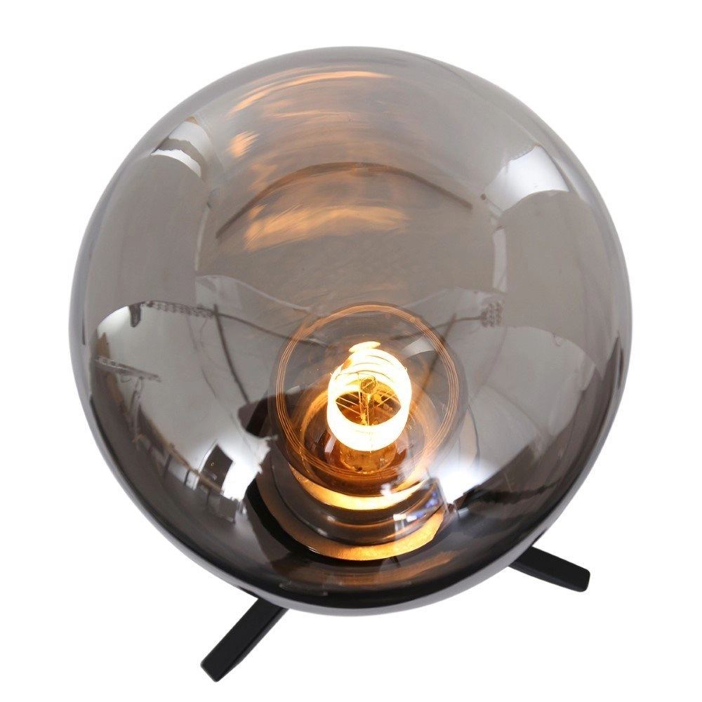 Lampe de table en verre Reflexion 15cm noir avec verre fumé Steinhauer 8712746132618