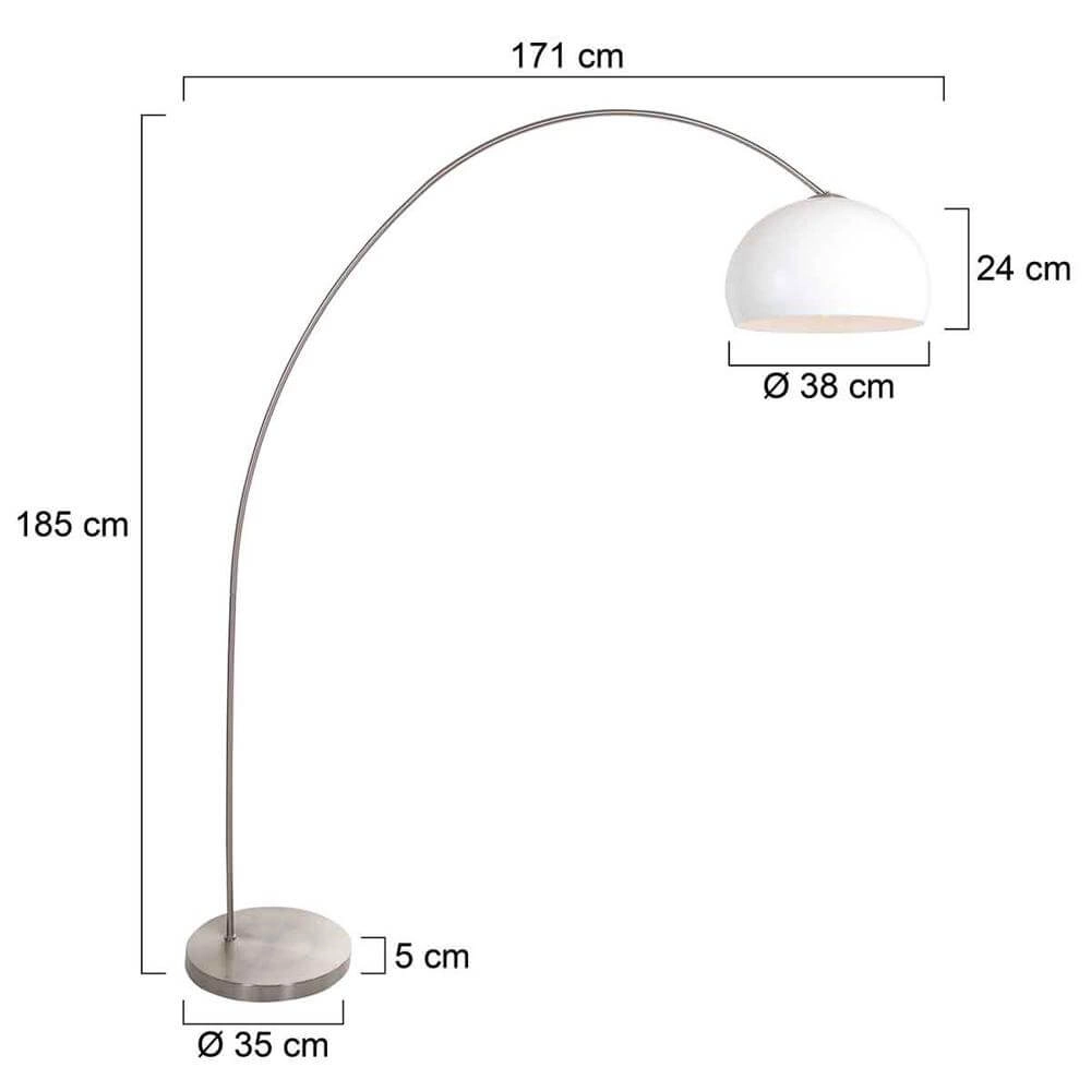 Lampe à arc Solva métal avec abat-jour en dôme blanc Steinhauer 8712746174939