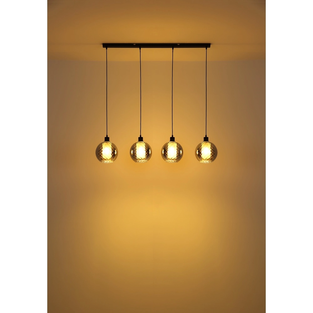 Lampe pendante de conception Ulf Noir à 4 lumières Globo 9007371522712