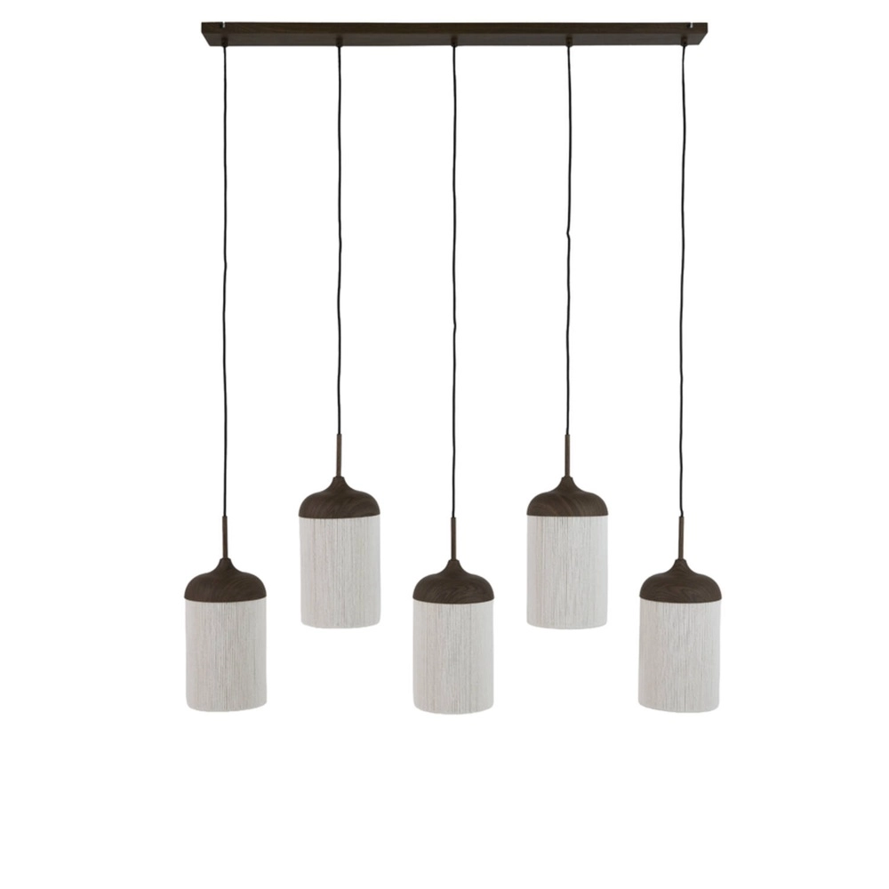 Lampe suspendue à 5 lumières Dania Bois noir droit