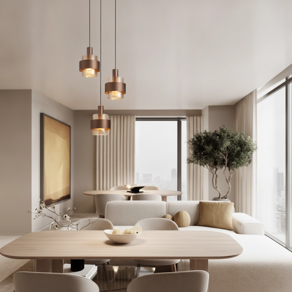 Lampe pendante moderne Serena 3 café brun clair