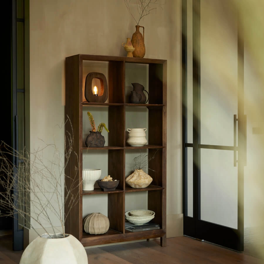 Lampe de table en bois foncé Kelafo 24 x 30 cm Light & Living 8717807691073