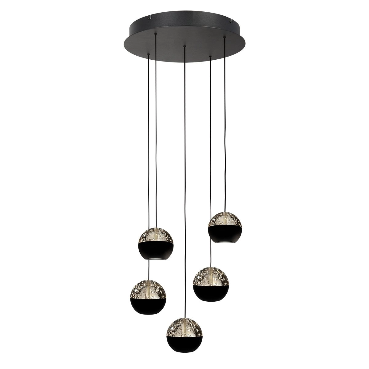 Lampe suspendue vide à 5 lumières Belluno LED - Noir avec verre Steinhauer 8712746183887