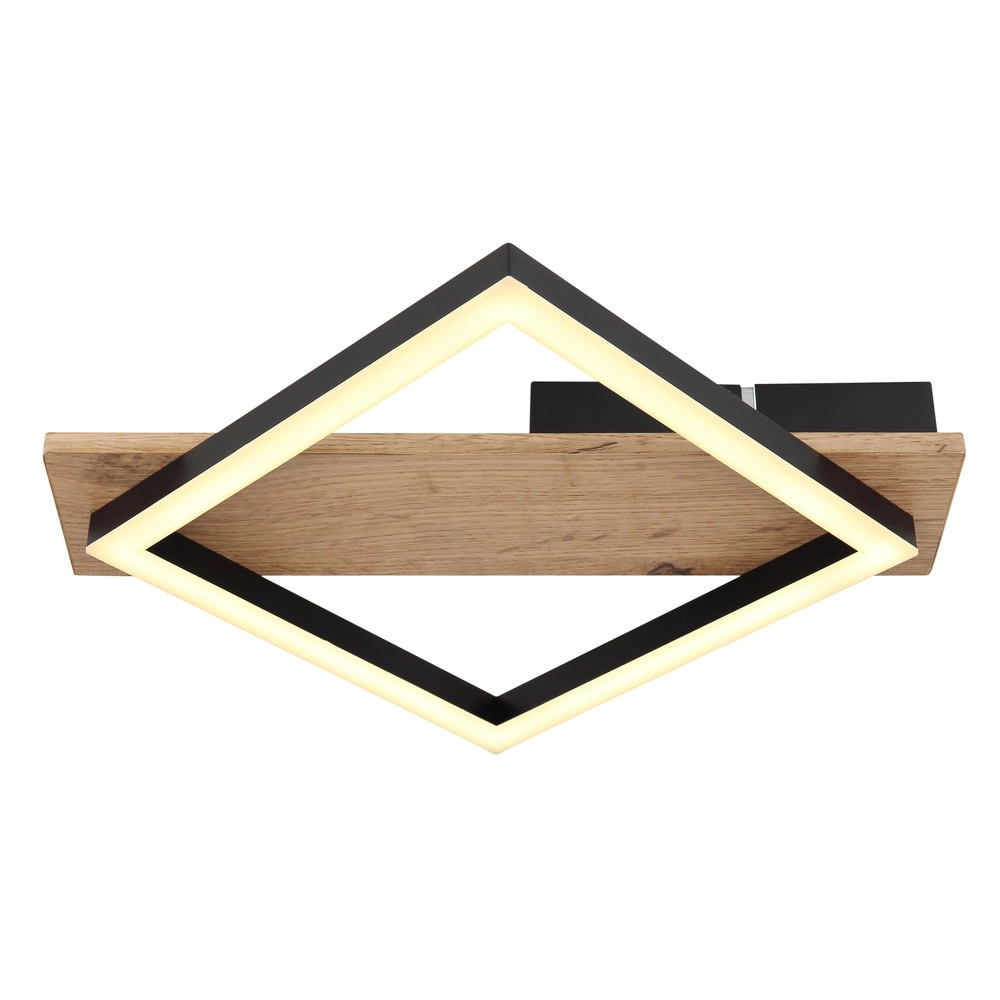 Lampe de plafond Beatrix 33 cm de carré noir avec du bois Globo 9007371454389
