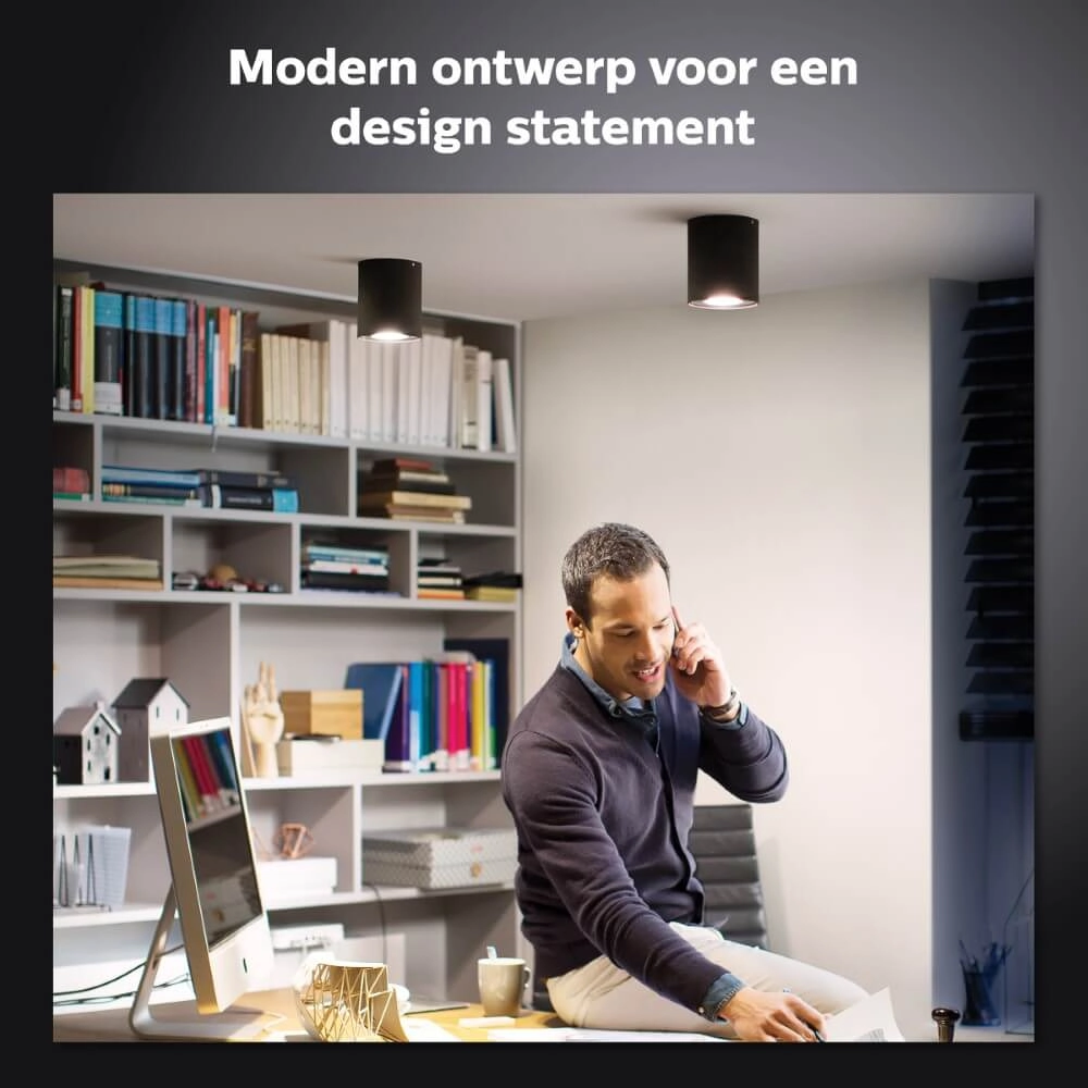 Spot de plafond Hue Pillar - White Ambiance 1 lumière noir avec interrupteur Philips 8719514338449