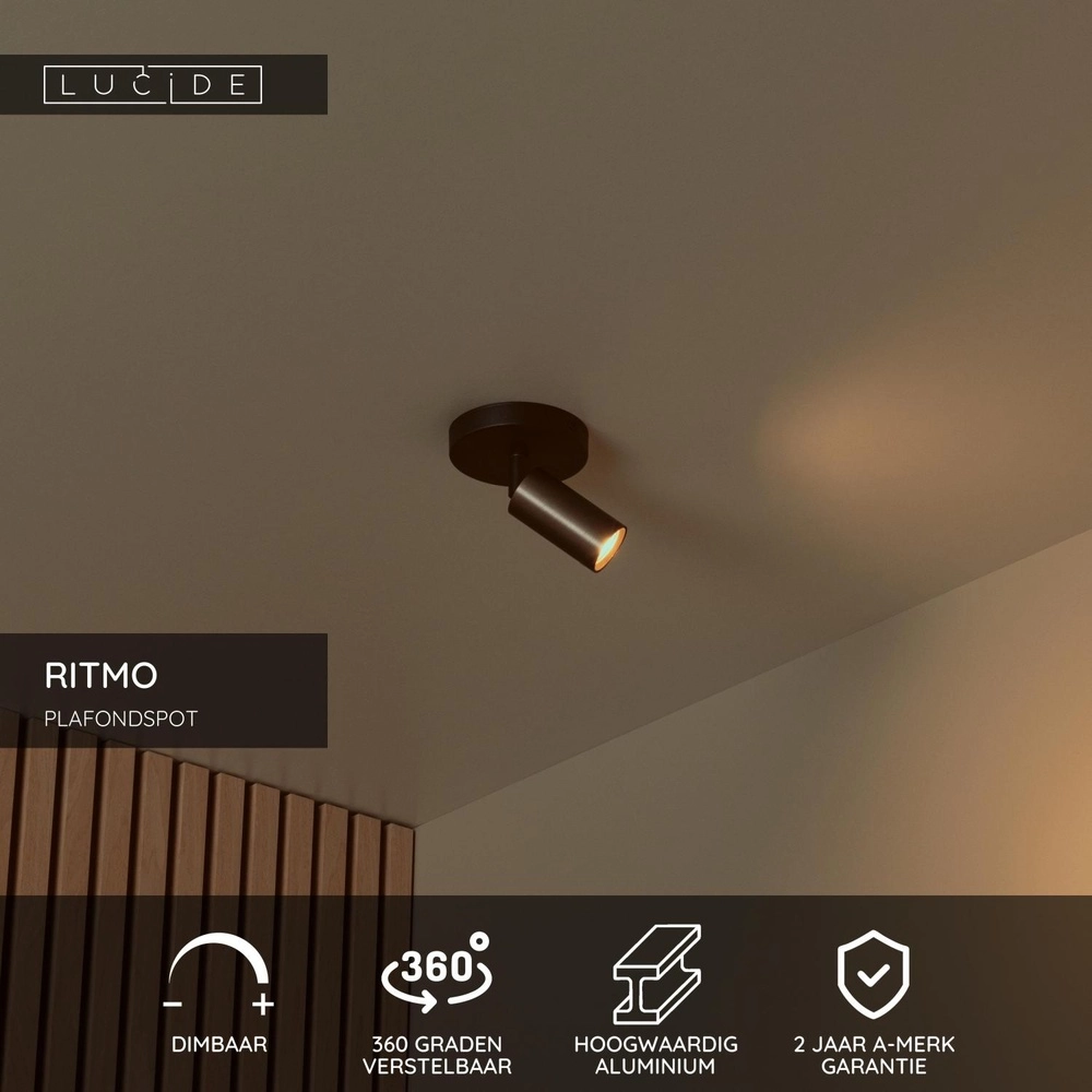 Projecteur de plafond Ritmo Mini GU10 café brun Lucide 5411212093967