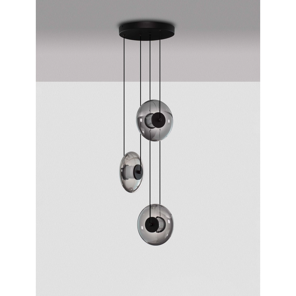 Suspension unique Ballet Noir 3 lumières rond Lyora 5212017458438