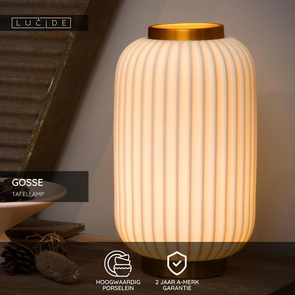 Lampe de table de conception Gosse Or avec blanc Lucide 5411212134165