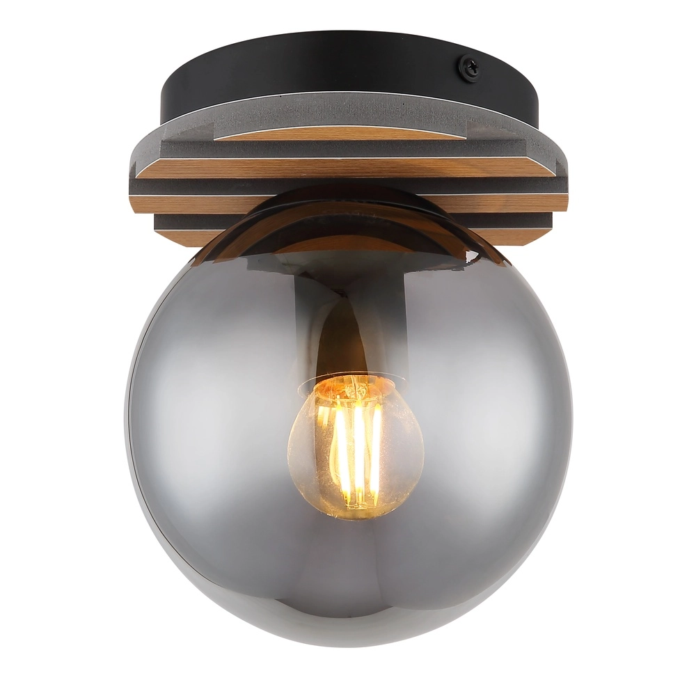 Lampe de plafond Parsons noir avec bois