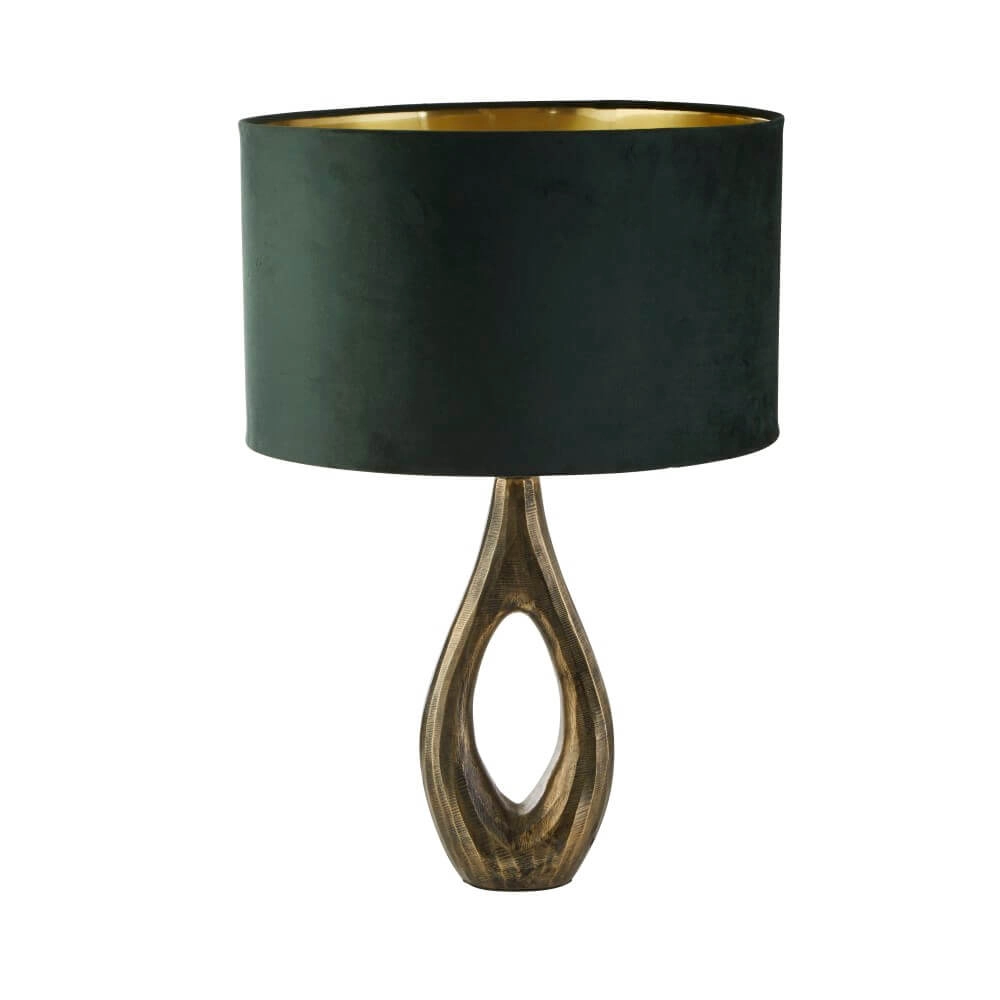 Lampe de table dorée Bucklow avec capuche verte