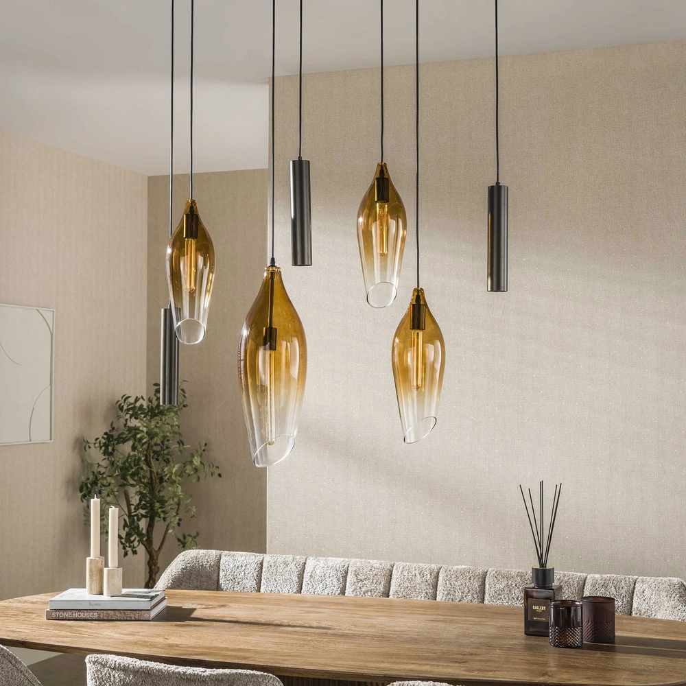 Lampe pendante élégante Cocoon avec du verre qui s’estompe. Lyora 8716803511941