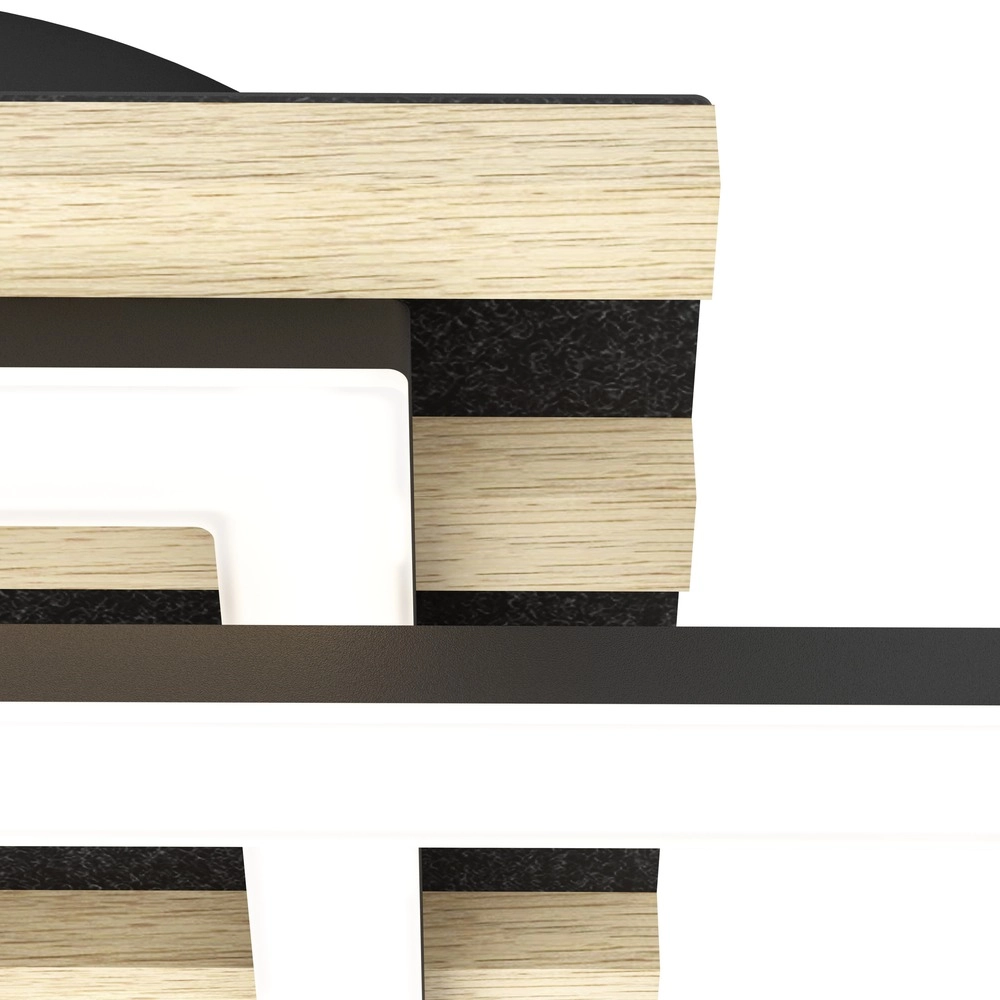 Lampe de plafond moderne Cembrano noir avec un carré en bois 34 cm Eglo 9008606388189