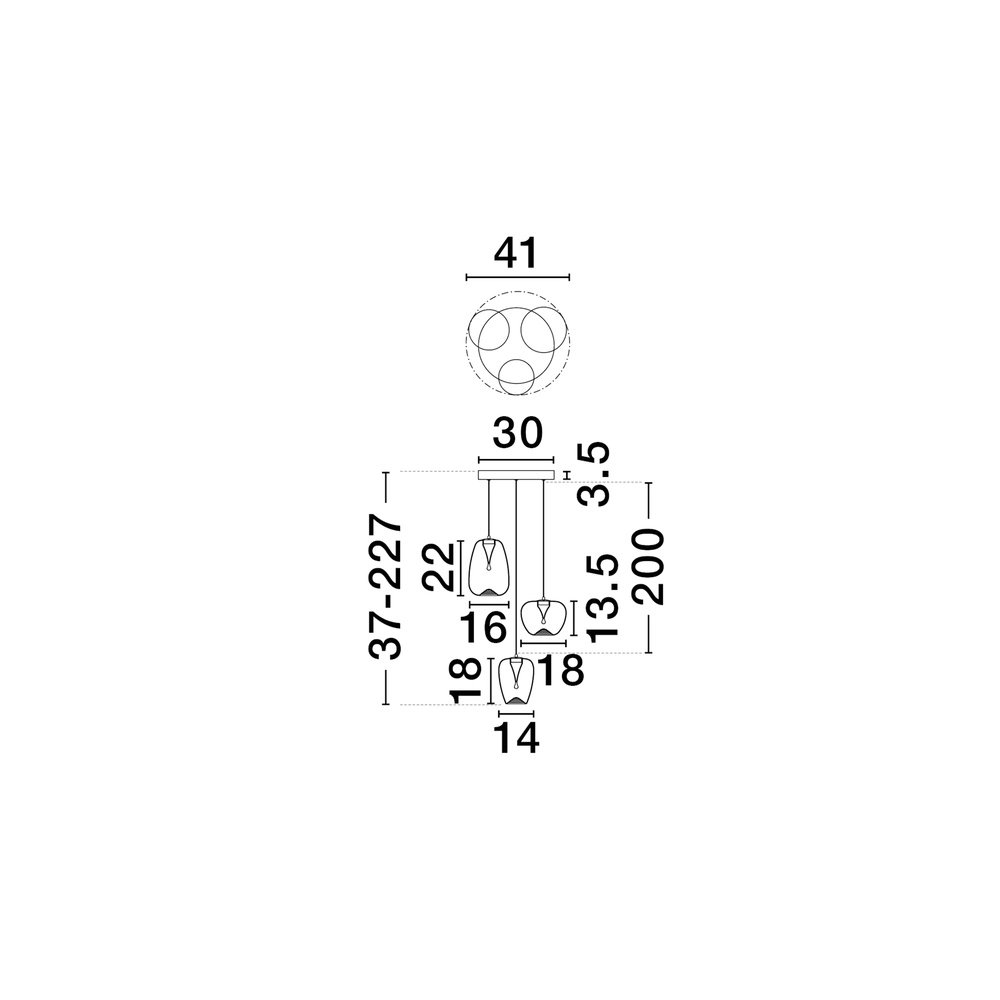 Suspension design Oblo Verre ambré à 3 lumières Lyora 5212017474131