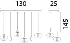 Suspension 6 lumières Genua noir avec verre doré Masterlight 8718121357263