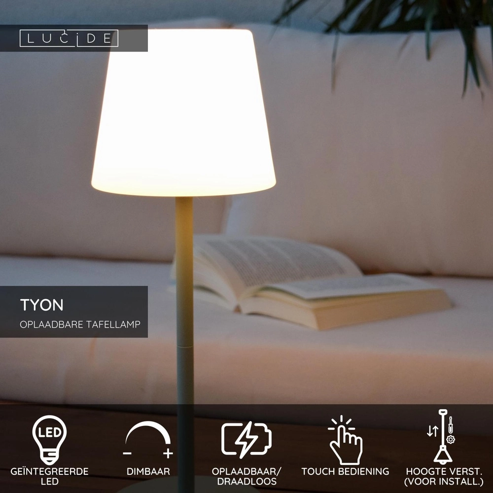 Lampe de table rechargeable Tyon Vert Lucide 5411212134752