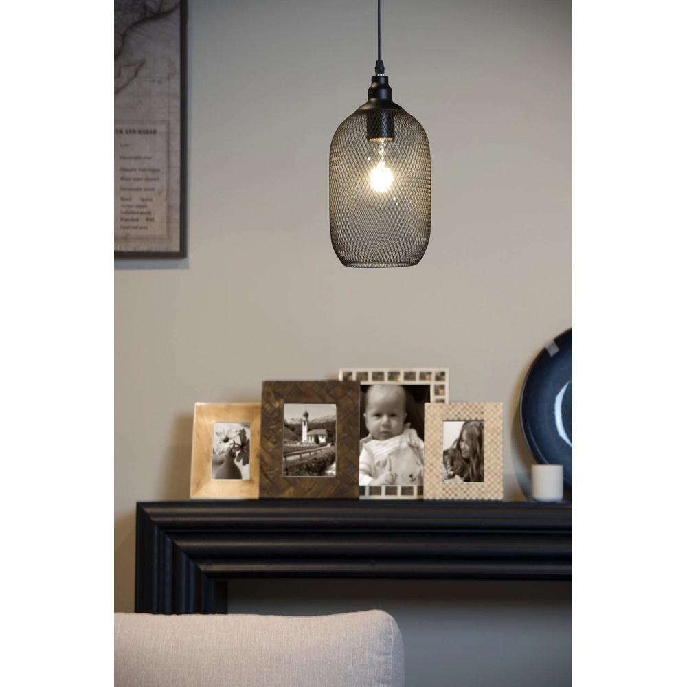 Lampe pendante en maille Mesh Ø 15 cm de noir Lucide 5411212430373