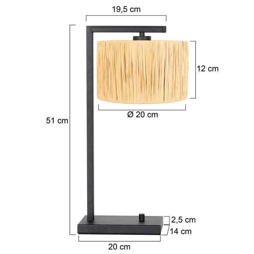 Lampe de table Stang avec variateur et abat-jour de couleur paille Steinhauer 8712746172157