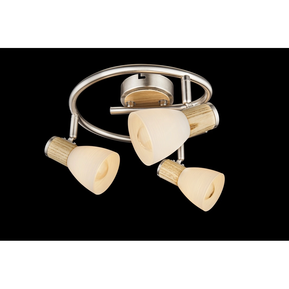 Lampe de plafond Gylfi Nickel avec 3 lampes en bois Globo 9007371349548