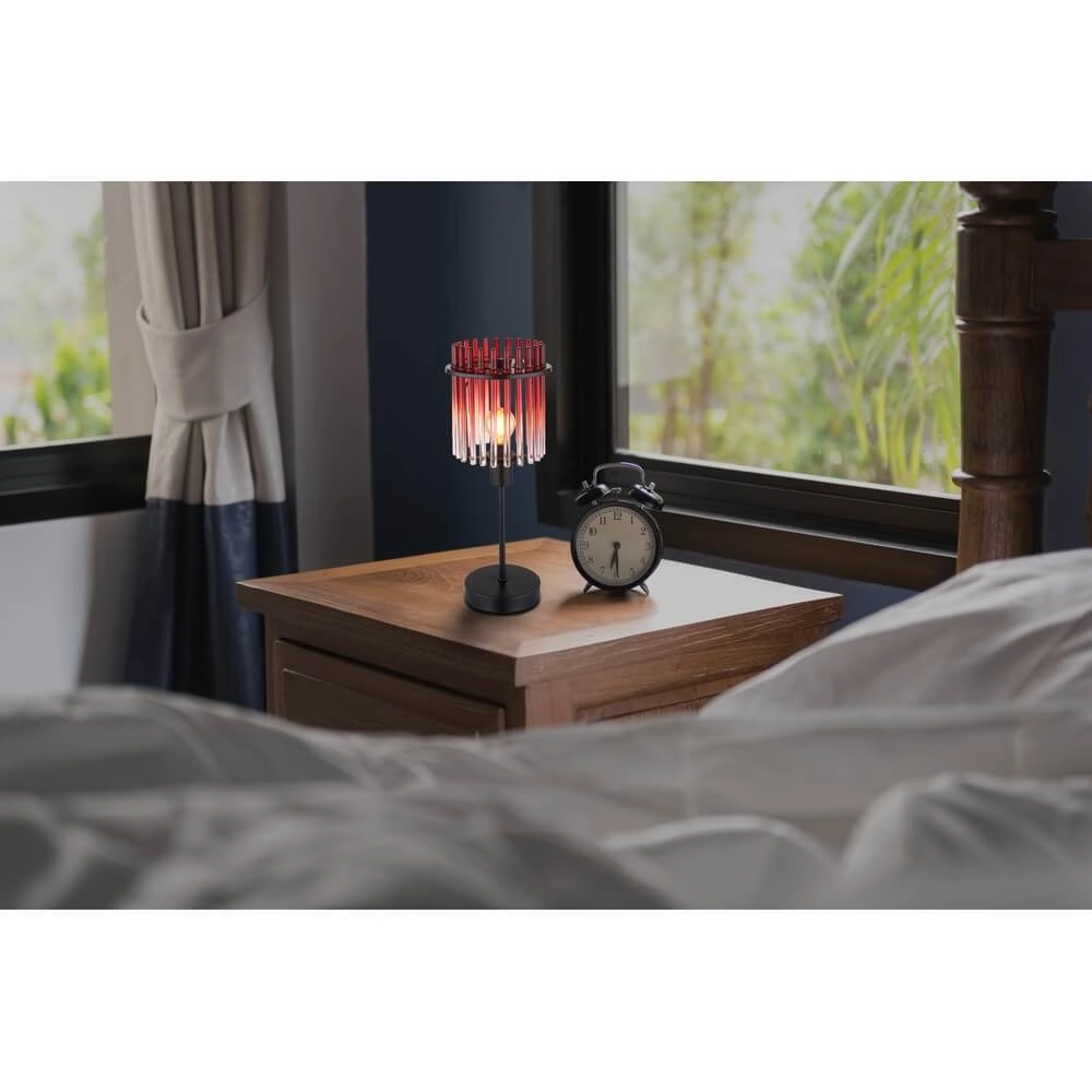 Lampe de table noire Gorley avec verre rouge Ø 15cm Globo 9007371471959