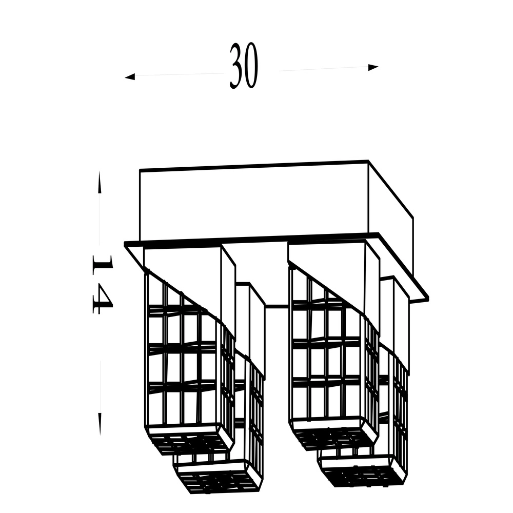 Plafonnier design Cuboid Or 4 lumières Searchlight 5053423304144