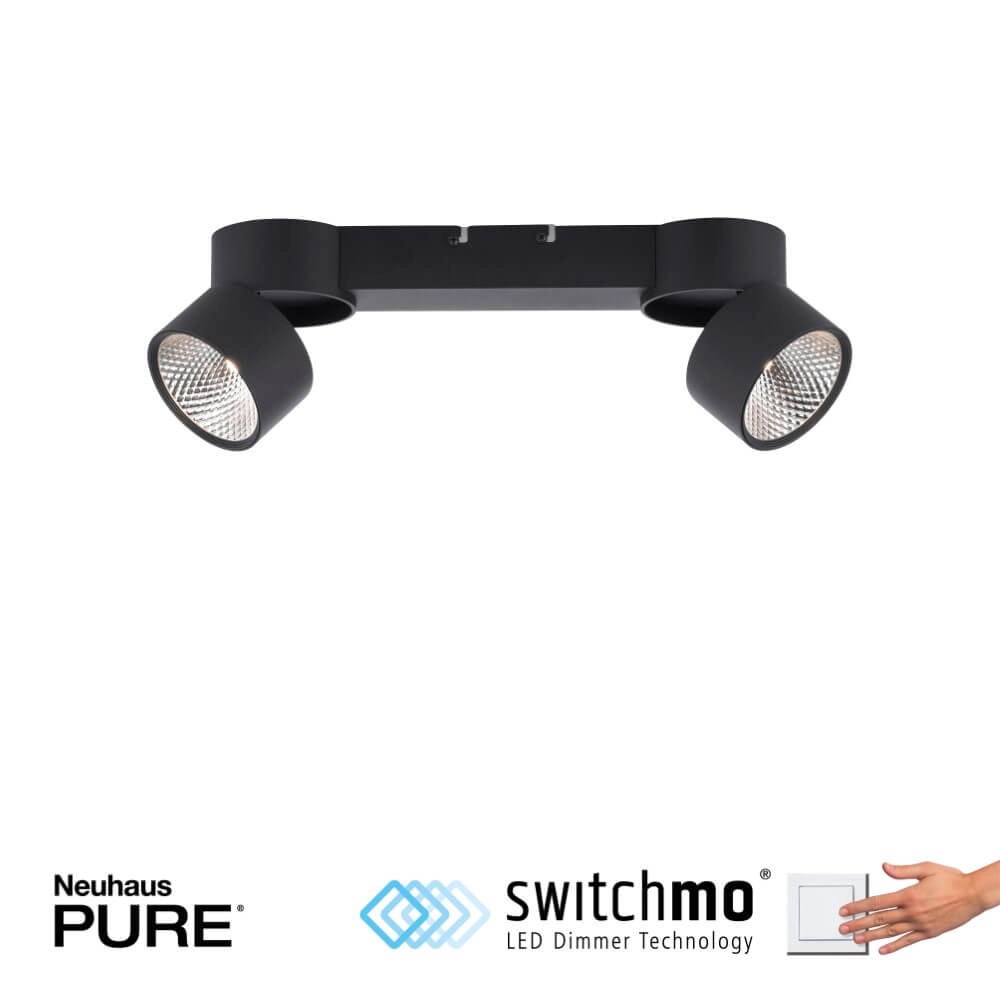 Plafonnier Pure Nola 2 lumières noir Paul Neuhaus 4012248372005