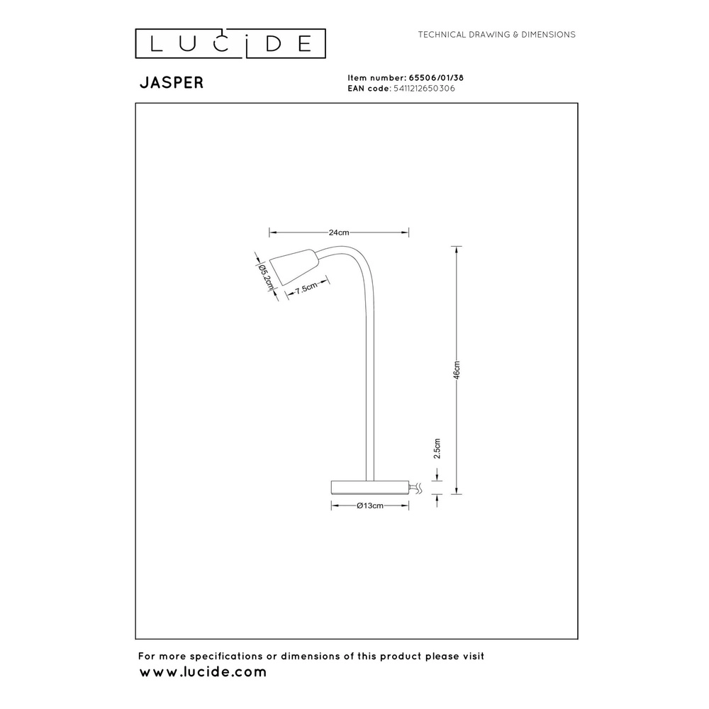 Lampe de bureau Jasper brun sable Lucide 5411212650306