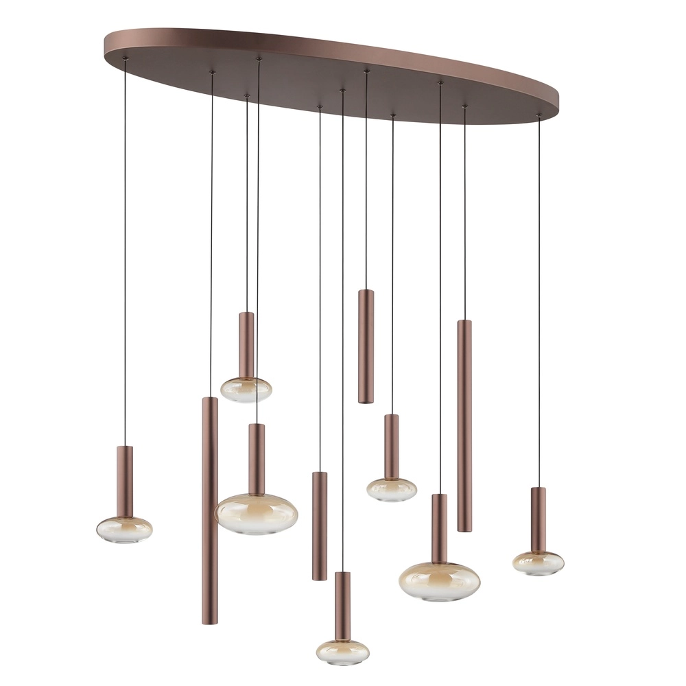 Lampe suspendue Veridian Café brun avec ovale en verre ambré Brilliant 4004353476907