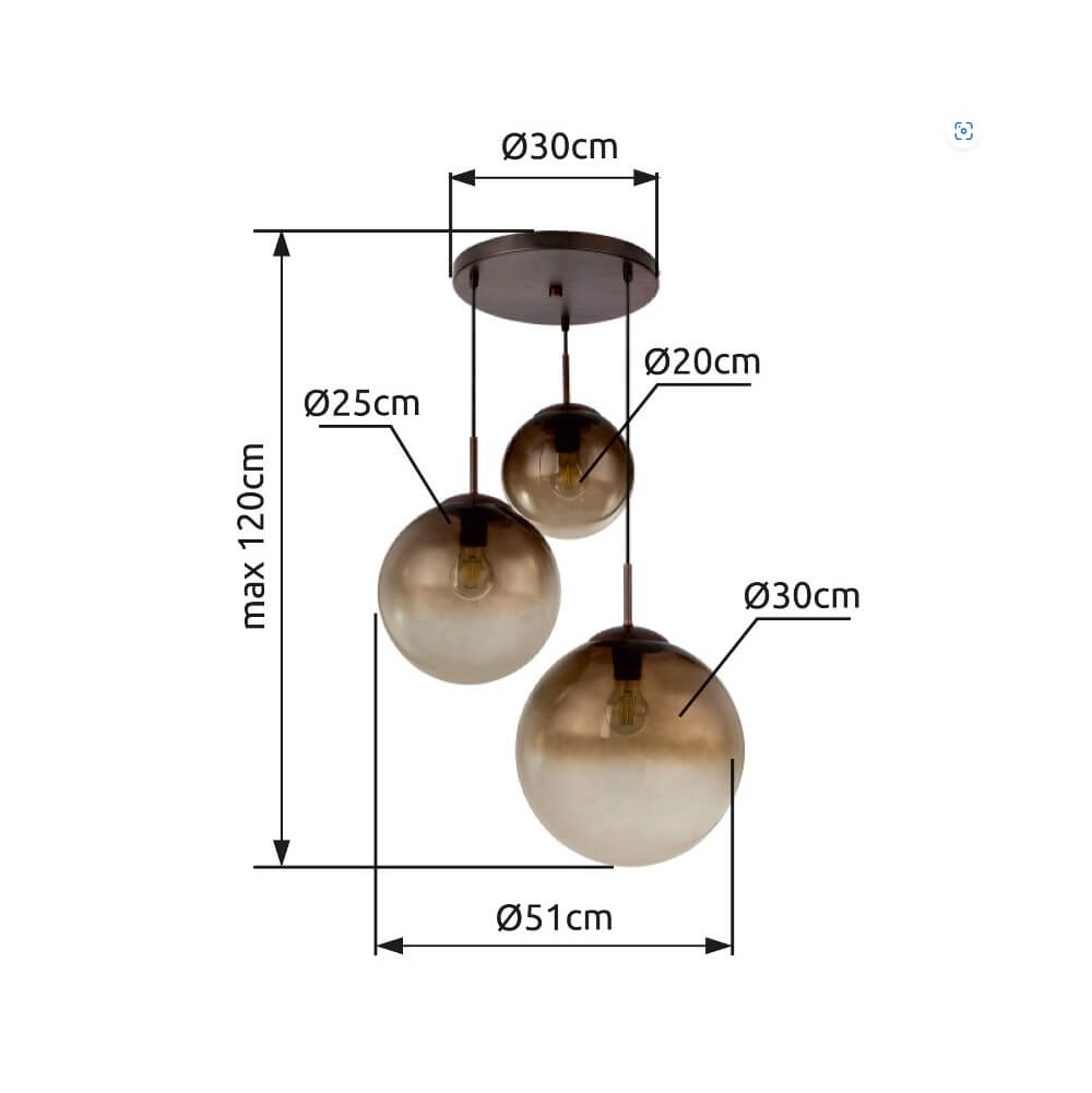 Lampe suspendue loft en verre Varus Ø 51 cm Globo 9007371371846