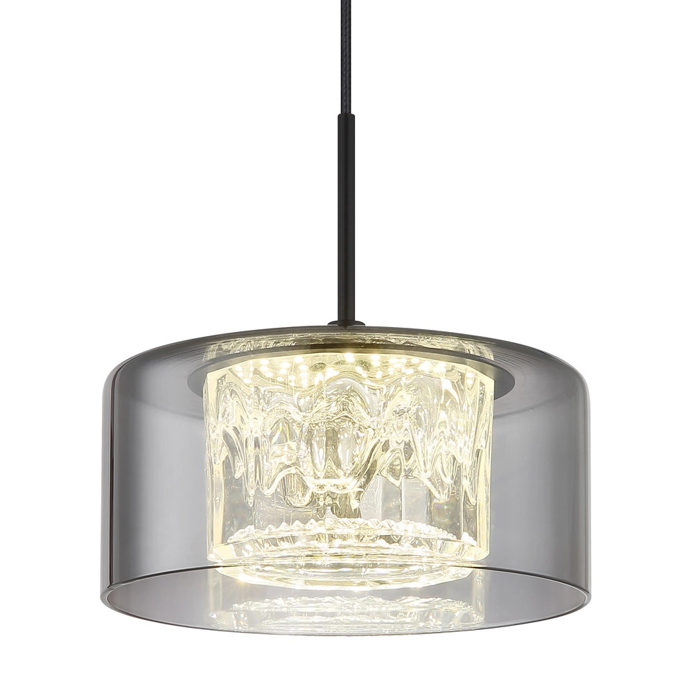 Lampe pendante de conception Fogsy Noir simple avec verre fumé Globo 9007371450381