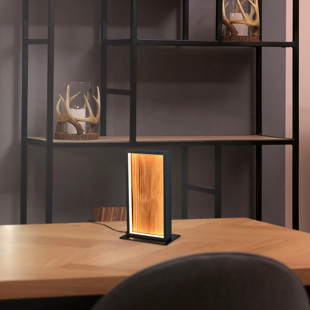 Lampe de table design Kalea noir avec bois Trio 4017807661484