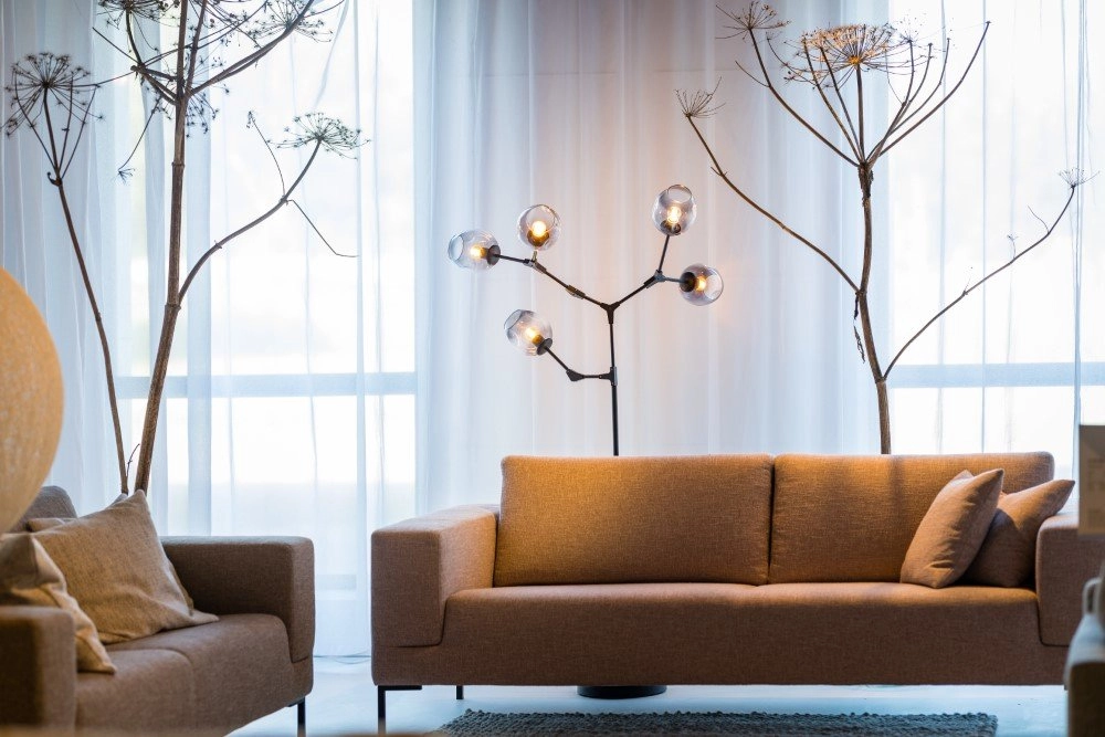 Lampadaire Lime 5 lumières noir avec verre fumé ETH 8720195300748