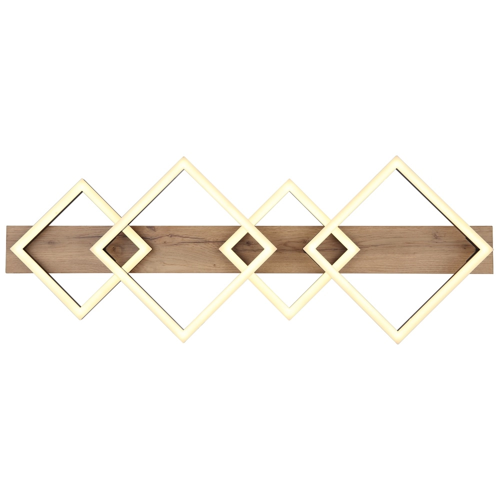 Lampe de plafond Beatrix 82 cm carrés noirs avec du bois Globo 9007371448395