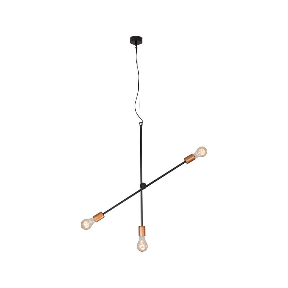 Lampe suspendue 3 lumières Sticks noir avec de l'or