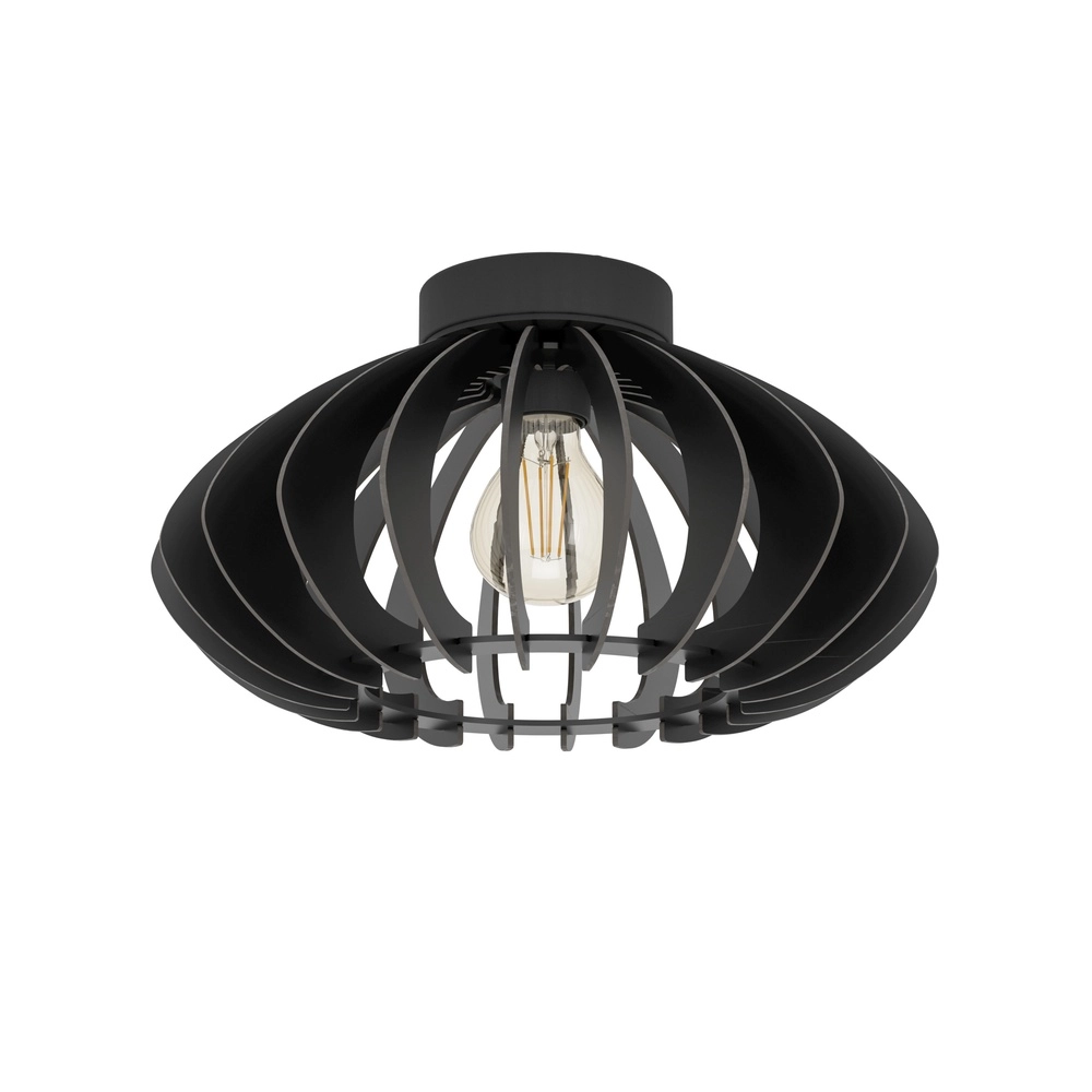 Lampe de plafond en bois Cossano 3 noir - Ø 38cm
