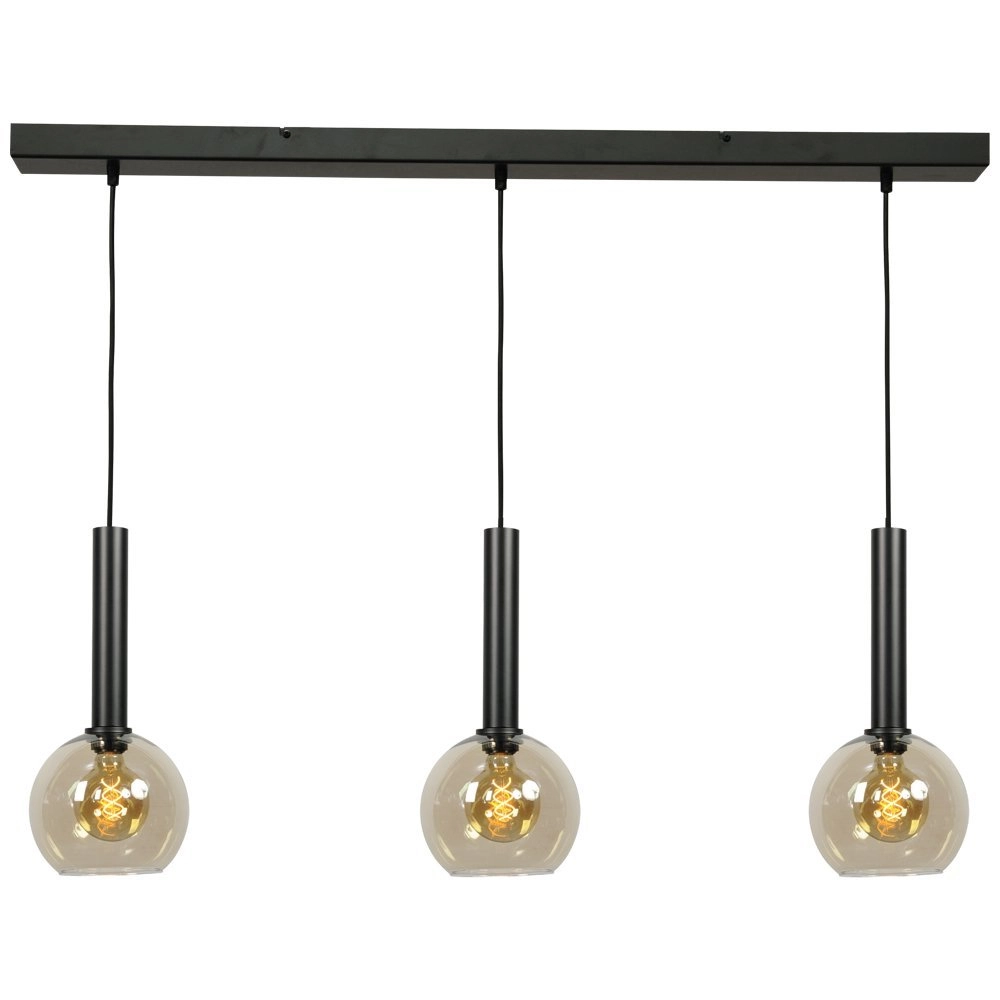 Lampe suspendue de table à manger noire Bella 3 lumières Lampe suspendue de table à manger noire Bella 3 lumières
