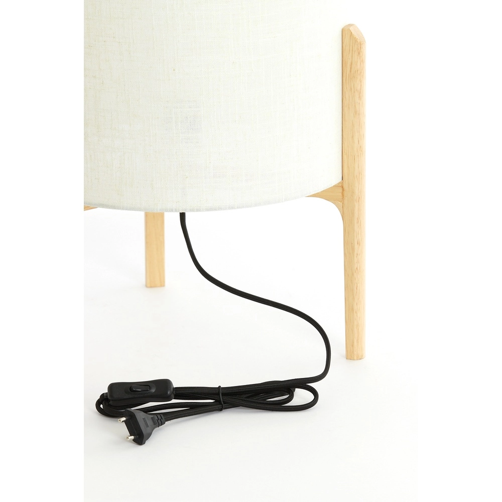 Lampe de table Litto Ø 35cm - aspect bois avec lin naturel Light & Living 8717807792725