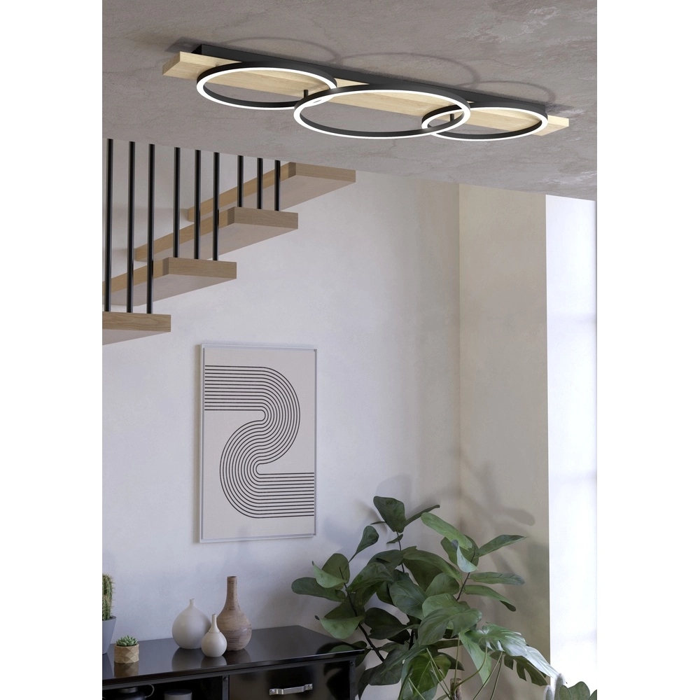 Lampe de plafond Boyal 3L - en plomb - avec aspect bois Eglo 9008606327249
