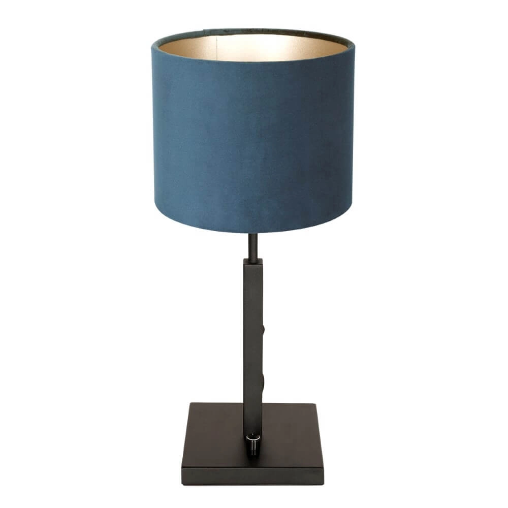 Lampe de table en velours Stang bleu avec du noir