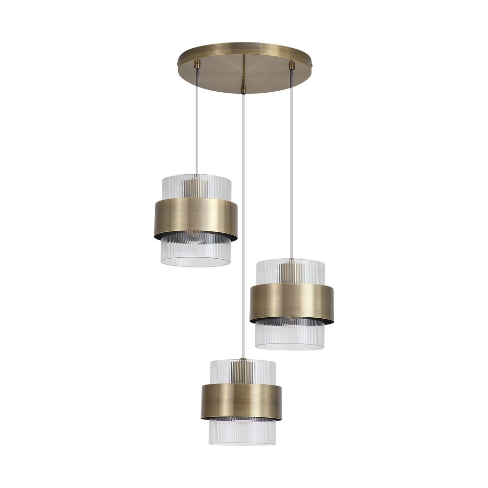 Lampe suspendue Royal Laiton ancien à trois lumières Searchlight 5,05342E+12