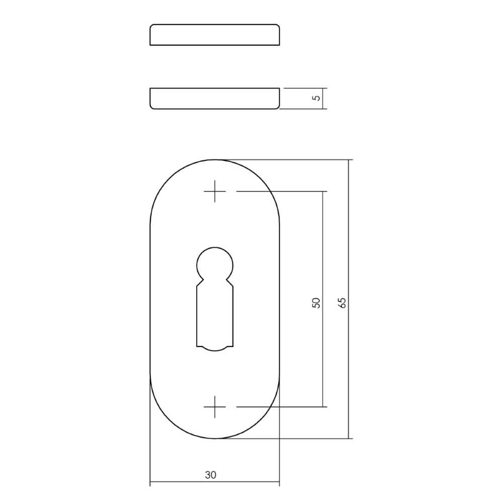 Lot de 2 rosaces clés Tira Ovale en acier inoxydable 4mm Intersteel 8714186635407
