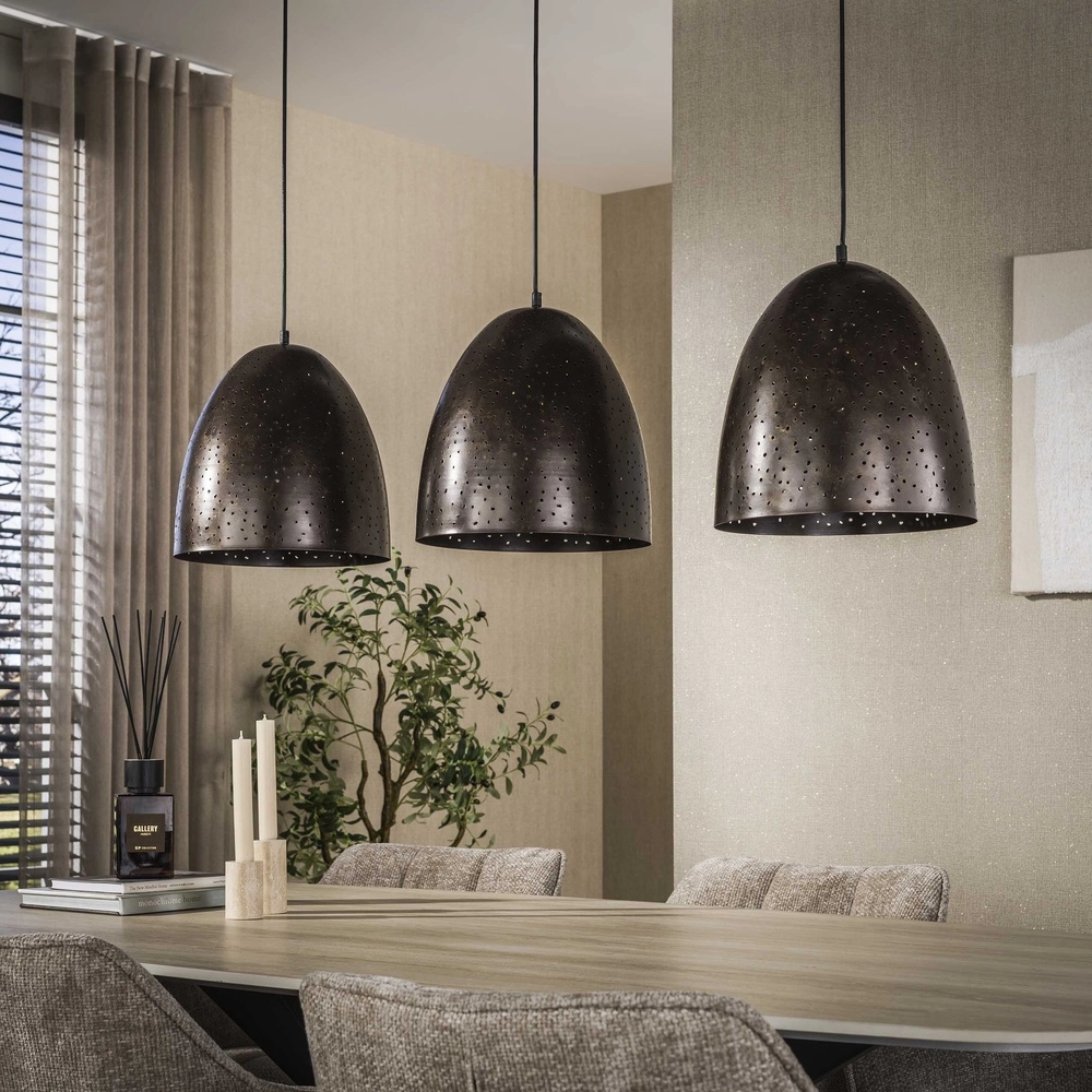 Lampe pendante de salle à manger Kosmos 3L - E27 - Marron urbain Lyora 8716803512238