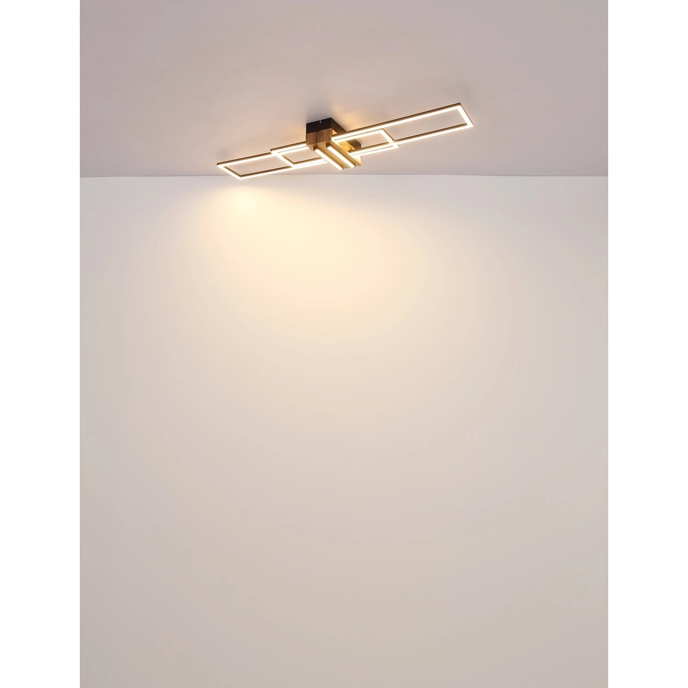 Lampe de plafond moderne Dakari noir avec bois Globo 9007371528479