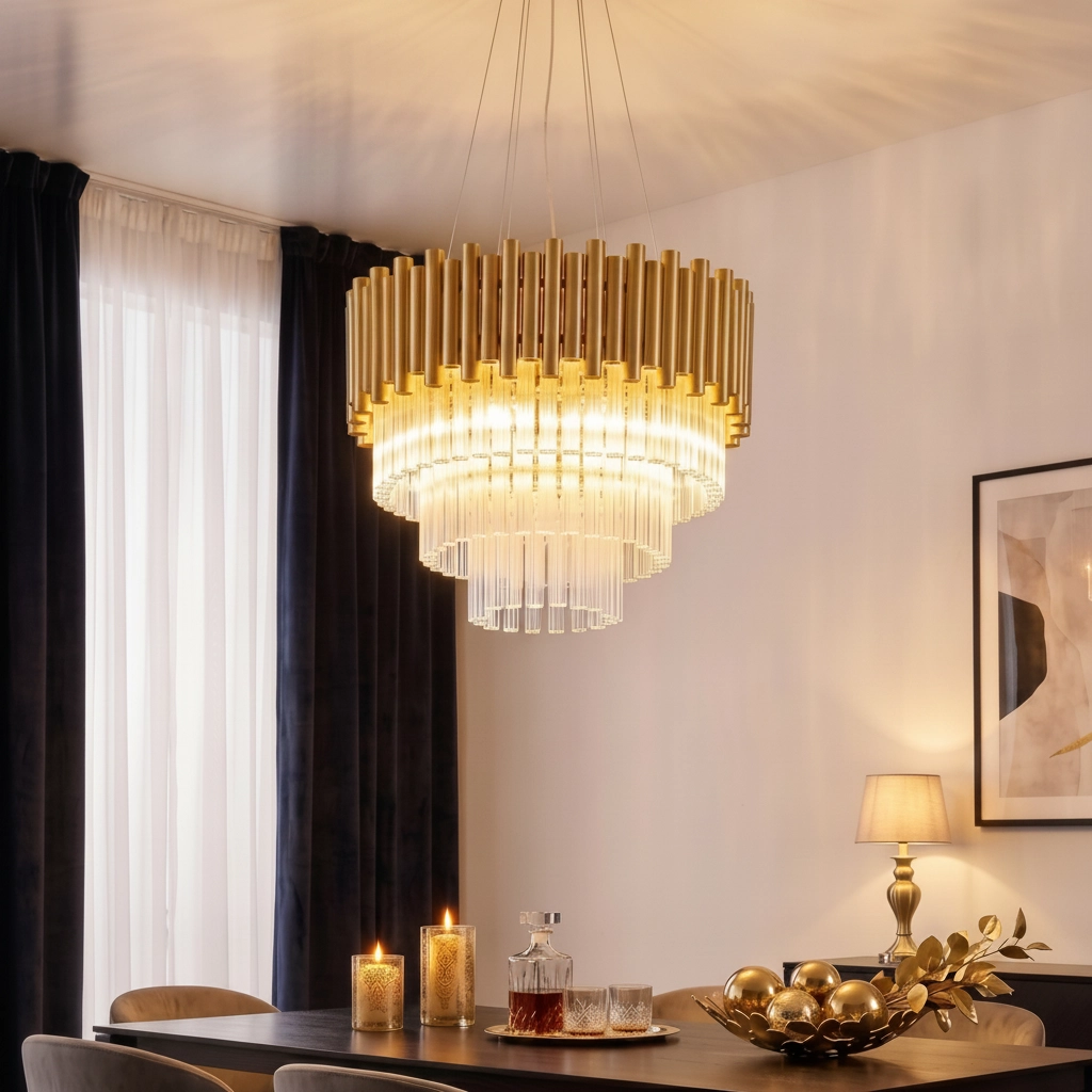 Suspension Magnolia or avec cristal Ø 50cm