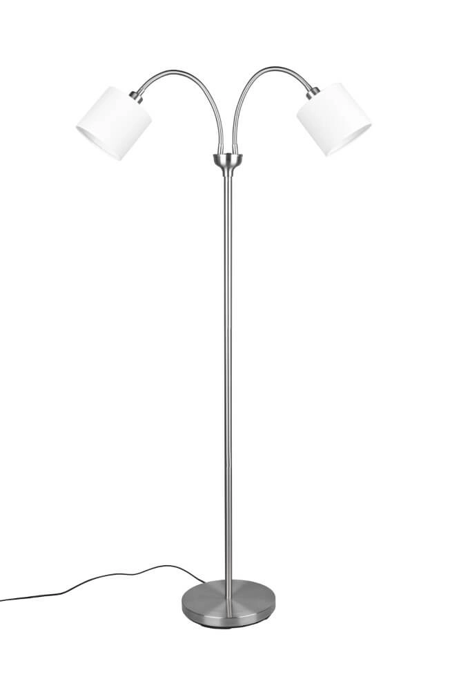 Lampadaire Tommy 2 lumières en acier inoxydable avec blanc Lampadaire Tommy 2 lumières en acier inoxydable avec blanc