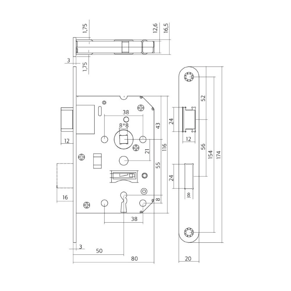 Clavier à boîtier de serrure Domus noir arrondi Intersteel 8714186463086