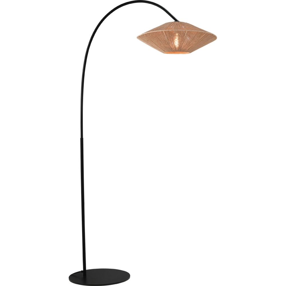 Lampe à arc Bicono avec un bonnet de corde Ø50cm