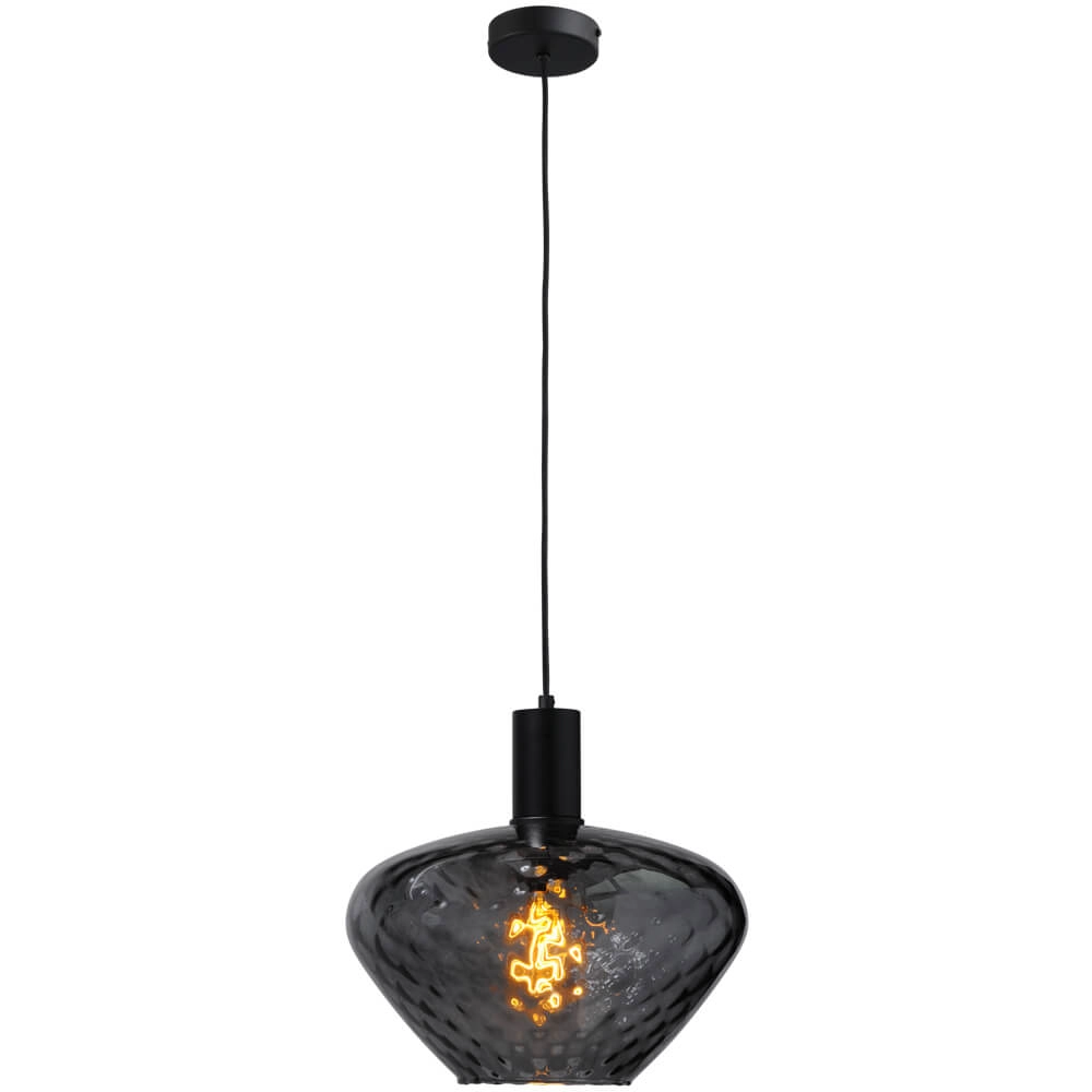 Lampe suspendue noire Porto avec verre fumé Blossom - Ø 30cm Masterlight 8718121269320