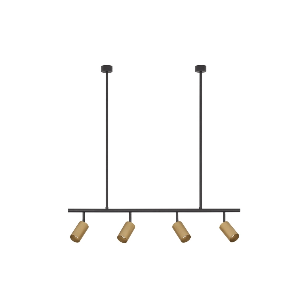 Suspension Pogno Noir à 4 lumières avec droit doré Lyora 5212017440679
