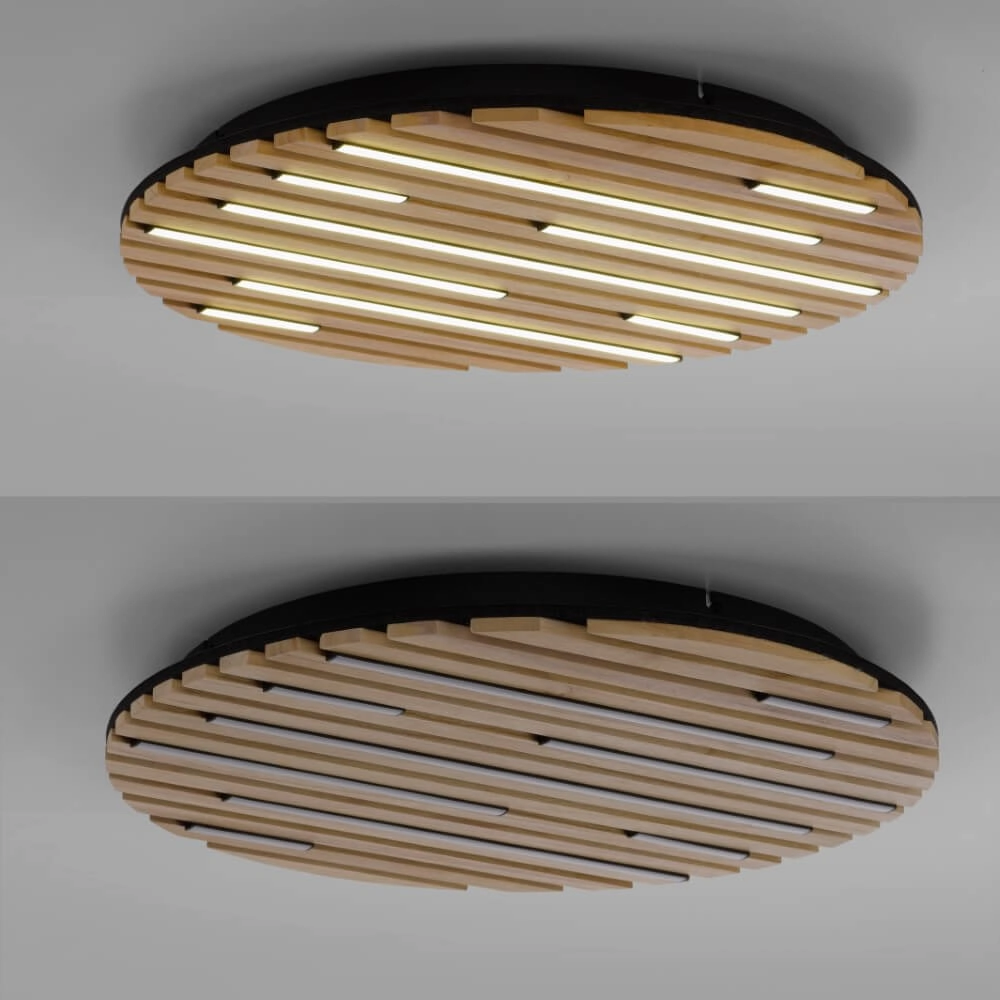Plafonnier rond Q-Akustik Bois Ø 60cm Paul Neuhaus 4012248385364