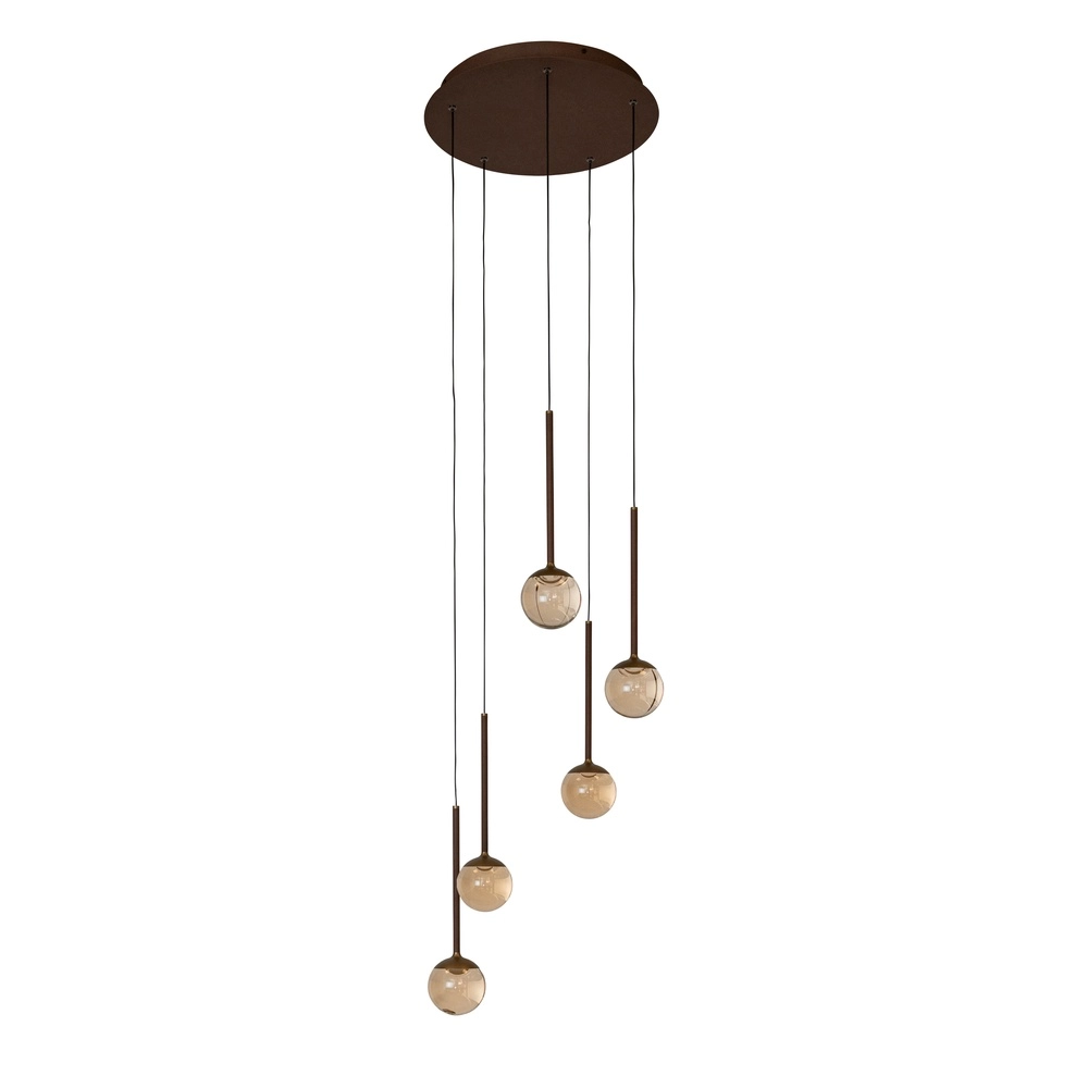Lampe pendante de conception Calina 5-lumière avec des sphères ambrées Premium by Lucide 5411212242150